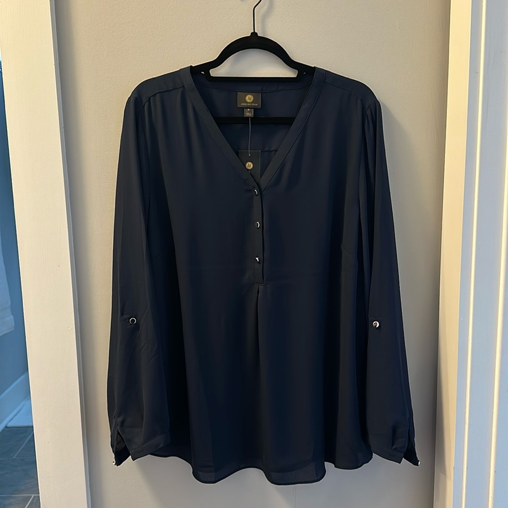 JM Collection Intrepid Blue convertible long sleeve shirt.